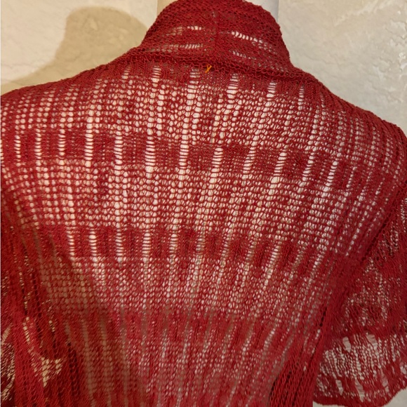 Lightweight Open Knit Rust Cardigan Sz L - Picture 7 of 8